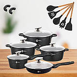 Набір каструль із сотейником та сковородою Higher Kitchen НК305 з антипригарним покриттям для всіх типів плит, фото 10