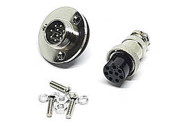 Роз'єм GX16-9 контактів (9 pin) пара (Гніздо з фланцем + штекер)