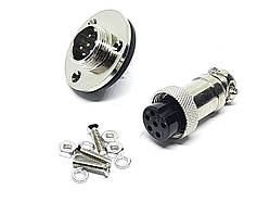 Роз'єм GX16-6 контактів (6 pin) пара (Гніздо з фланцем + штекер)