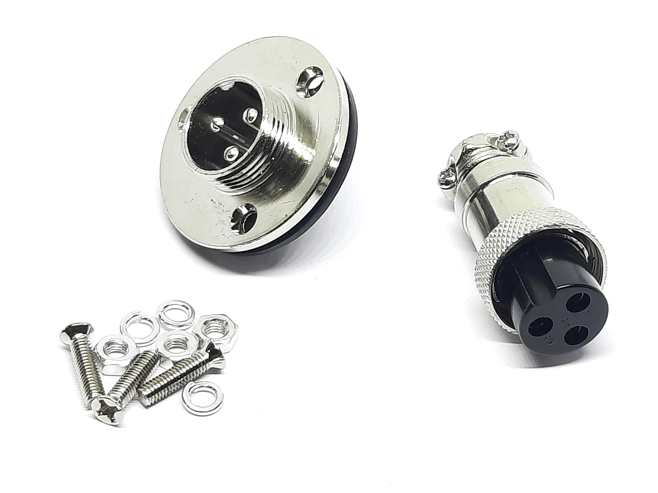 Роз'єм GX16-3 контакти (3 pin) пара (Гніздо з фланцем + штекер), фото 1