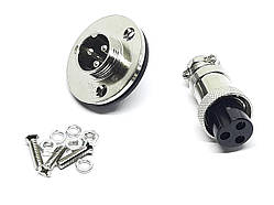 Роз'єм GX16-3 контакти (3 pin) пара (Гніздо з фланцем + штекер)