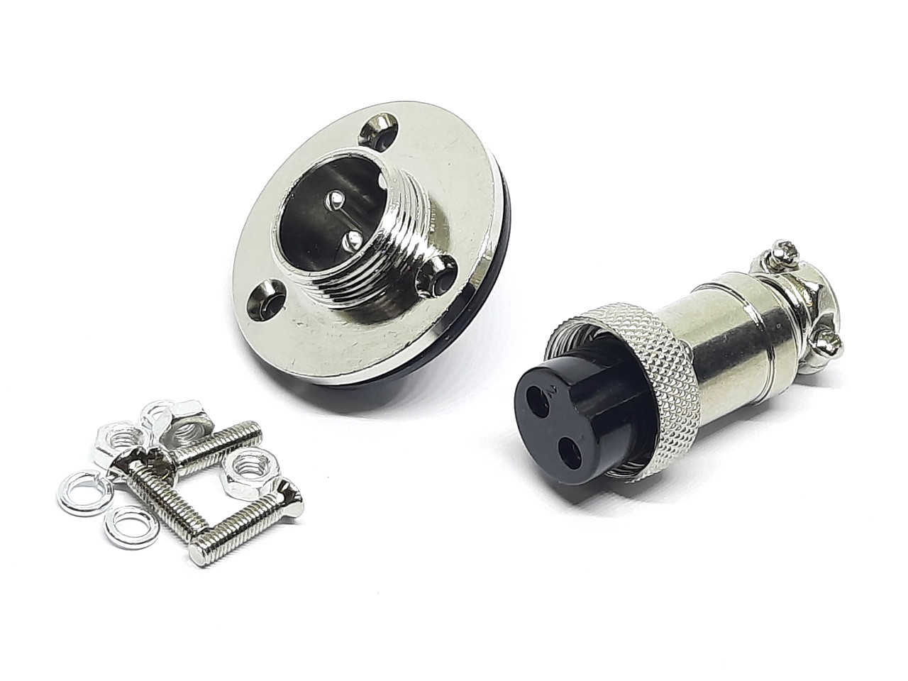 Роз'єм GX16-2 контакти (2 pin) пара (Гніздо з фланцем + штекер), фото 1