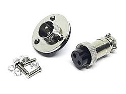 Роз'єм GX16-2 контакти (2 pin) пара (Гніздо з фланцем + штекер)