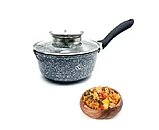 Ківш з антипригарним покриттям 18 см діаметр із ручкою Кухонний гранітний ковшик 1.9 л UNIQUE UN-5602, фото 2