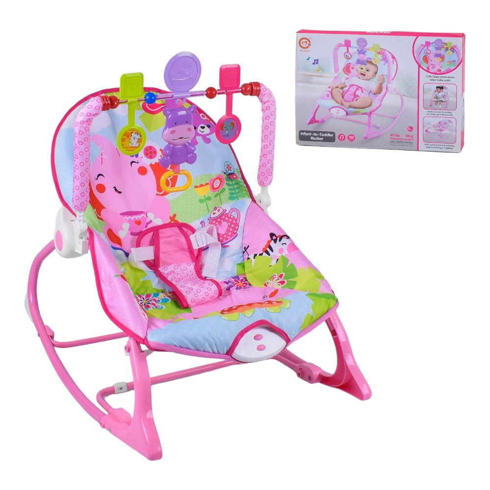 Шезлонг-гойдалка Mengo Baby (3 брязкальця, музика, вібрація, в коробці) 898-932