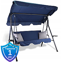 Гойдалка садова тримісна GardenLine KRE9696 Синій 170x110x153 см з подушками