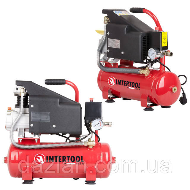 Компресор 9 л, 0.75 кВт, 220 В, 8 атм, 160 л/хв INTERTOOL PT-0002