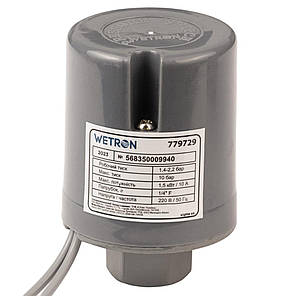Реле тиску 1.5 кВт 1.4-2.2 бар циліндр (гайка) WETRON (779729), фото 1