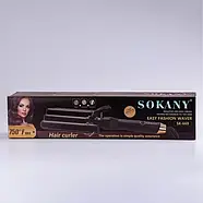 Керамічна плойка три хвилі щипці для завивки волосся Sokany SK-669 Чорний Потрійна плойка для волосся, фото 9