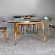 Кухонний стіл Прага розкладний з масиву дерева Askalon , колір білий / бежевий