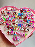 Набір дитячих каблучок “Казковий блиск” — 72 шт. у коробці-серці