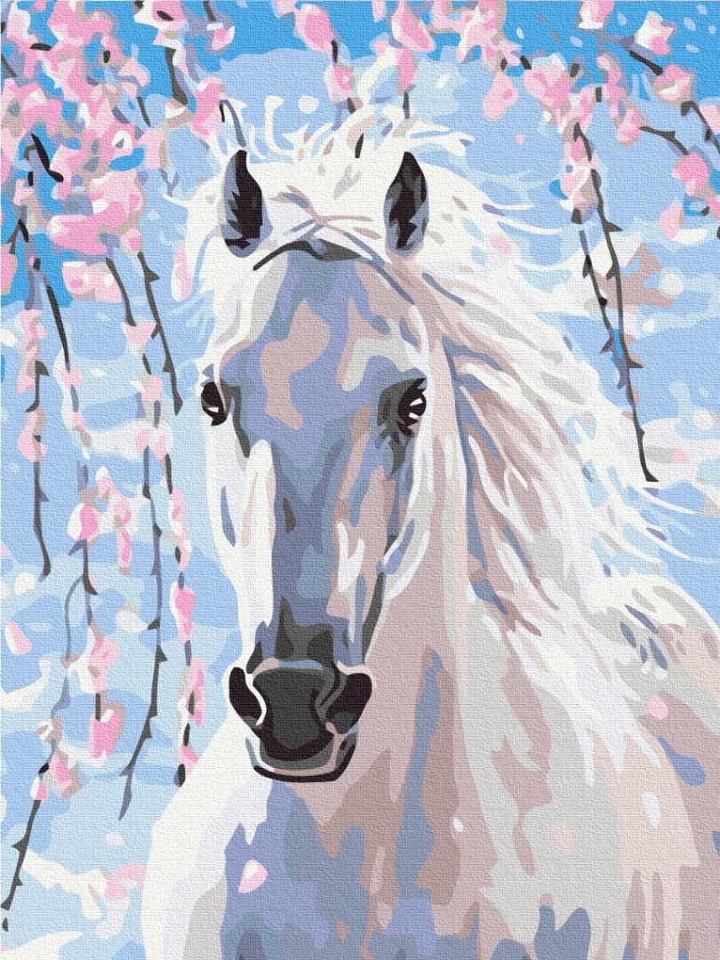 Картини за номерами 30×40 см Кінь в квітах сакури Brushme, фото 1