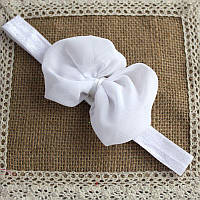 Дитяча пов'язка з шифоновою бантом one size білий