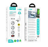 Мережевий подовжувач Hoco NS2 на 3 USB 1.8м 2.4А білий, фото 5