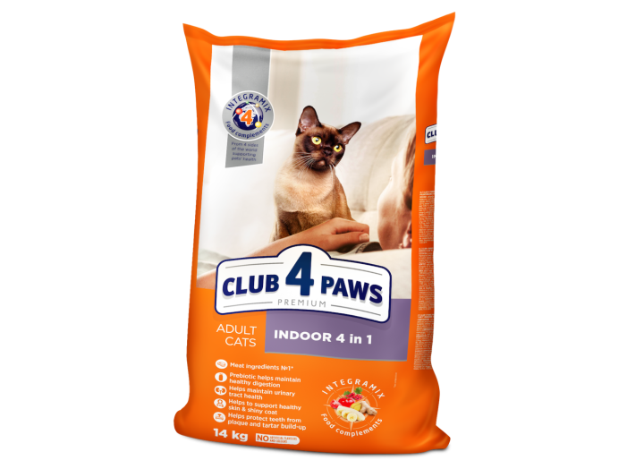 Сухий корм Клуб 4 Лапи Premium Indoor 4in1 - для  котів, на вагу 250 г, фото 1