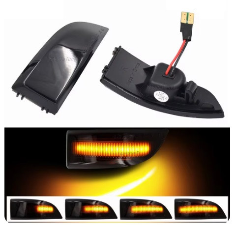 Повторювач повороту на дзеркалі Renault Laguna 3 2007-2015 Рено Лагуна (2шт динамічні чорні ЛЕД), фото 1