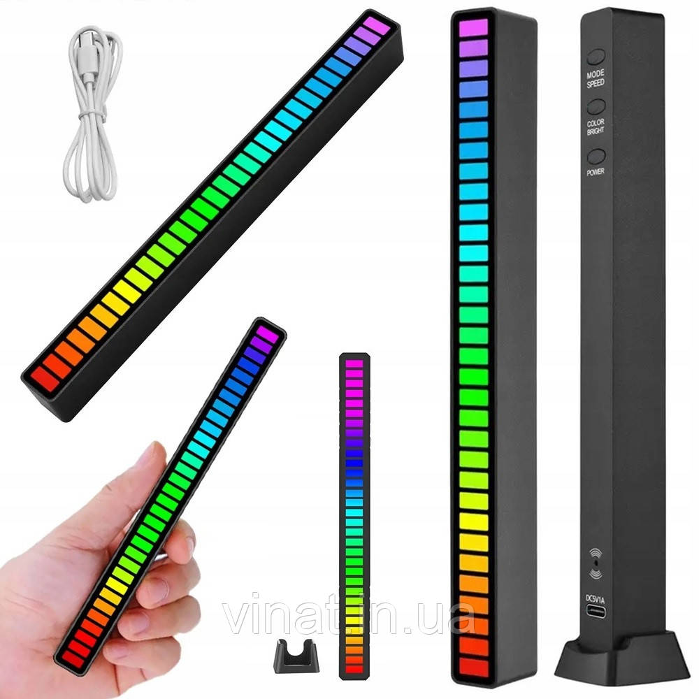 Музичний світильник Еквалайзер Sound-sensitive Music Atmoshere Light D1-RGB світлодіодна звукова 32 LED