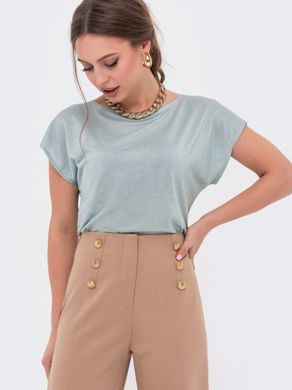 Блузка жіноча літня короткий рукав вільного крою сіра, фото 1