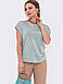 Блузка жіноча літня короткий рукав вільного крою сіра, фото 2