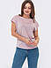 Блузка жіноча літня короткий рукав вільного крою пудрова, фото 2