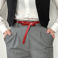 Ремінь-вузол шкіряний червоний жіночий HC-1502 (115-120 см)