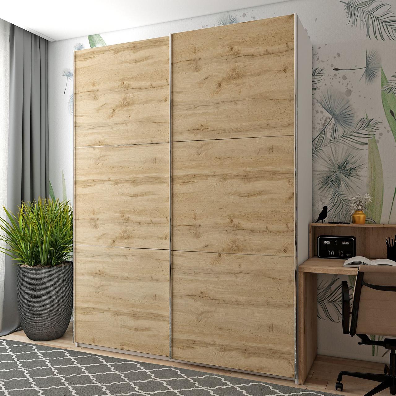 Шафа купе Doros G-Caiser Білий / Дуб Евок 2 ДСП / 3 частини 180х60х240 (42005020), фото 1