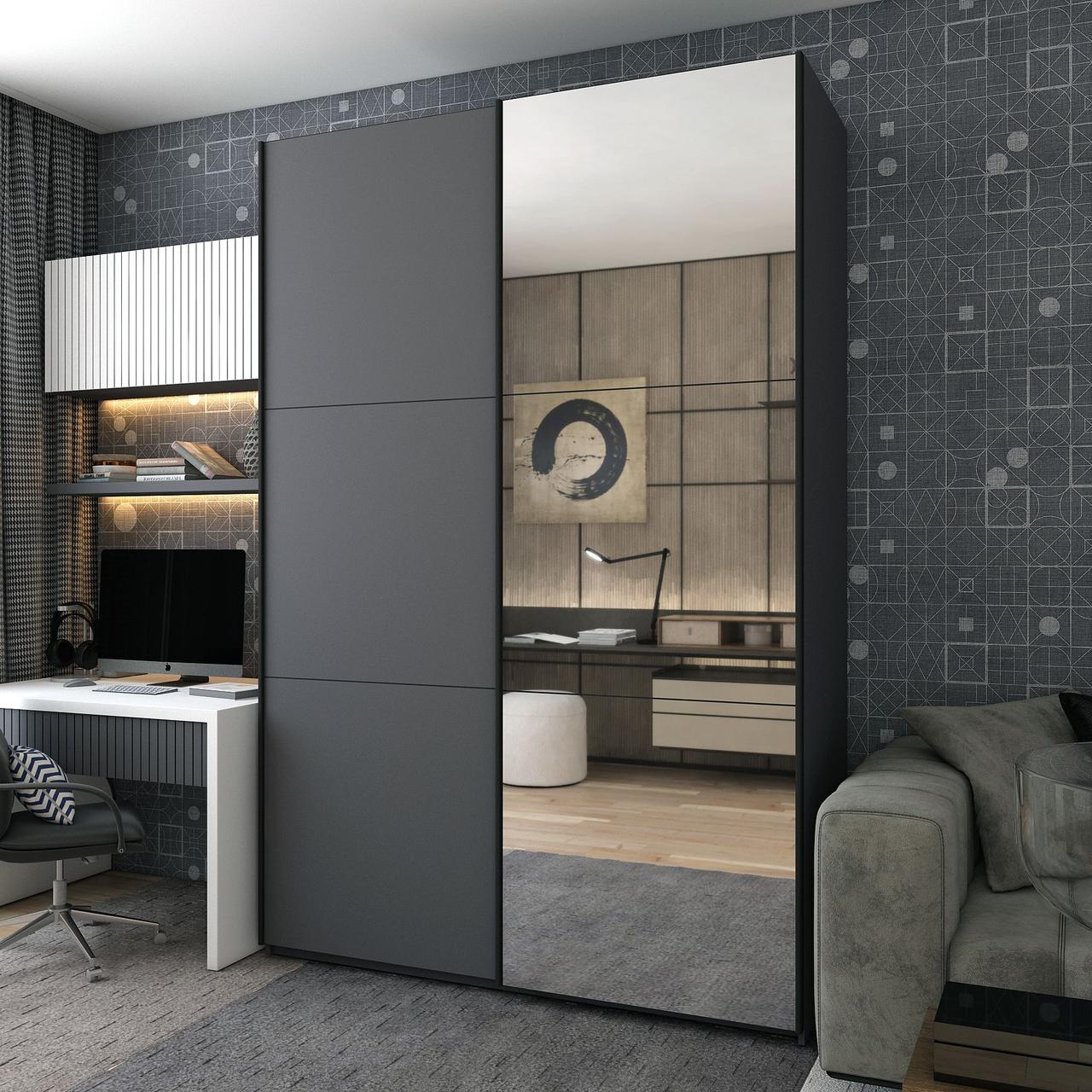 Шафа купе Doros G-Caiser Графіт Графіт 1 ДСП / 1 дзеркало 180х60х240 (42005088), фото 1