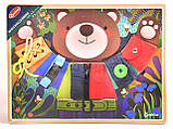 Дерев'яний бізіборд Ведмедик: шнурівка, застібки, змійка, та інше (3000/01), фото 4