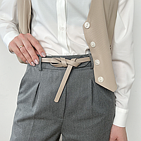 Ремінь-вузол шкіряний кольору мокко жіночий HC-1502 (115-120 см)