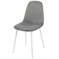 Красивий недорогий сірий кухонний обідній стілець з спинкою та м'яким сидіння на білий металевих ніжках Luke WHGY