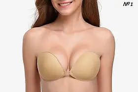 Бюстгальтер-невидимка Invisible Bra розмір D, Бюстгальтер із застібкою спереду Беж, фото 4