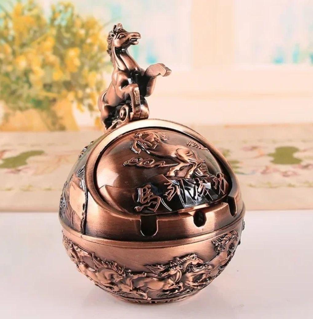 Металева попільничка рік Коня (колір Бронза)