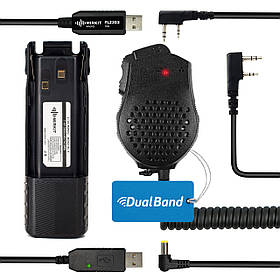 Комплект для рації Baofeng UV-82 Батарея BL8-3800 + Тангента 2 кн + Кабель для заряджання + Програматор + Ремінець