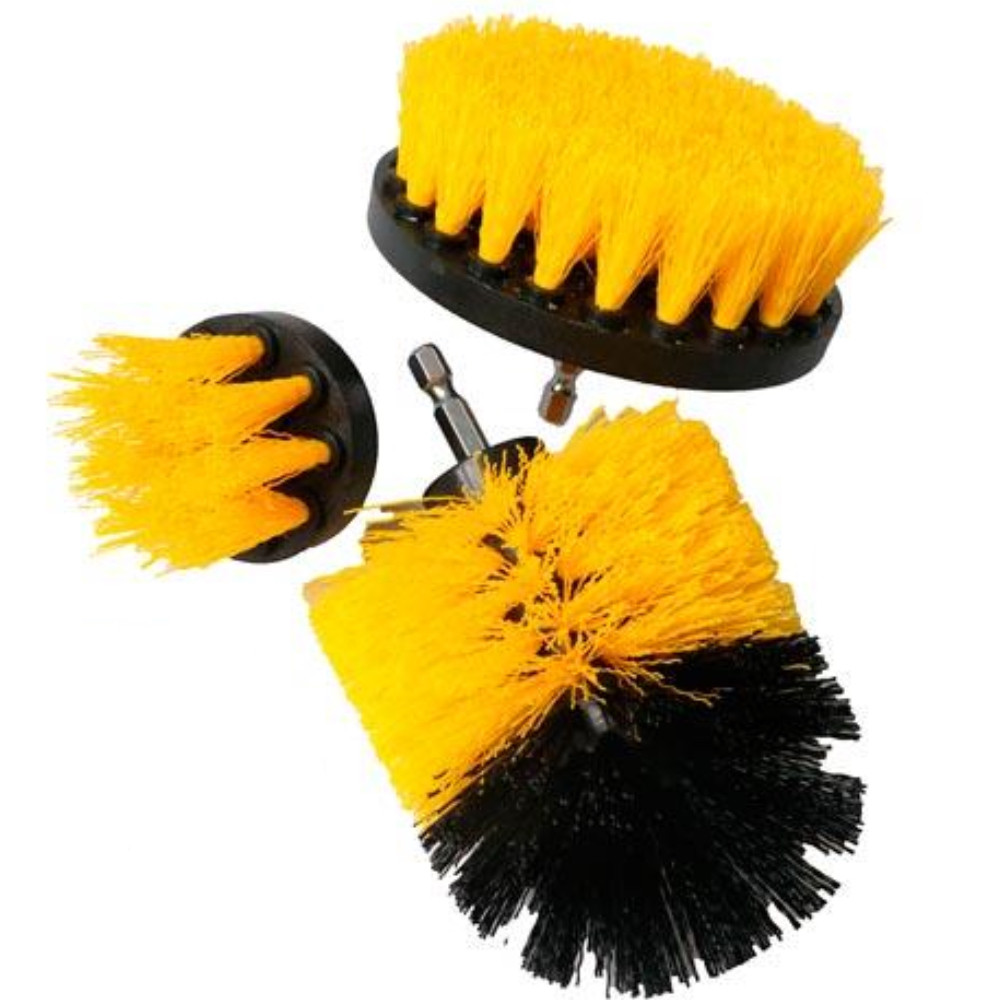 Набір щіток-насадок на дриль 3шт / Нейлонові насадки на шуруповерт / Комплект щіток для детейлінгу автомобіля, фото 1