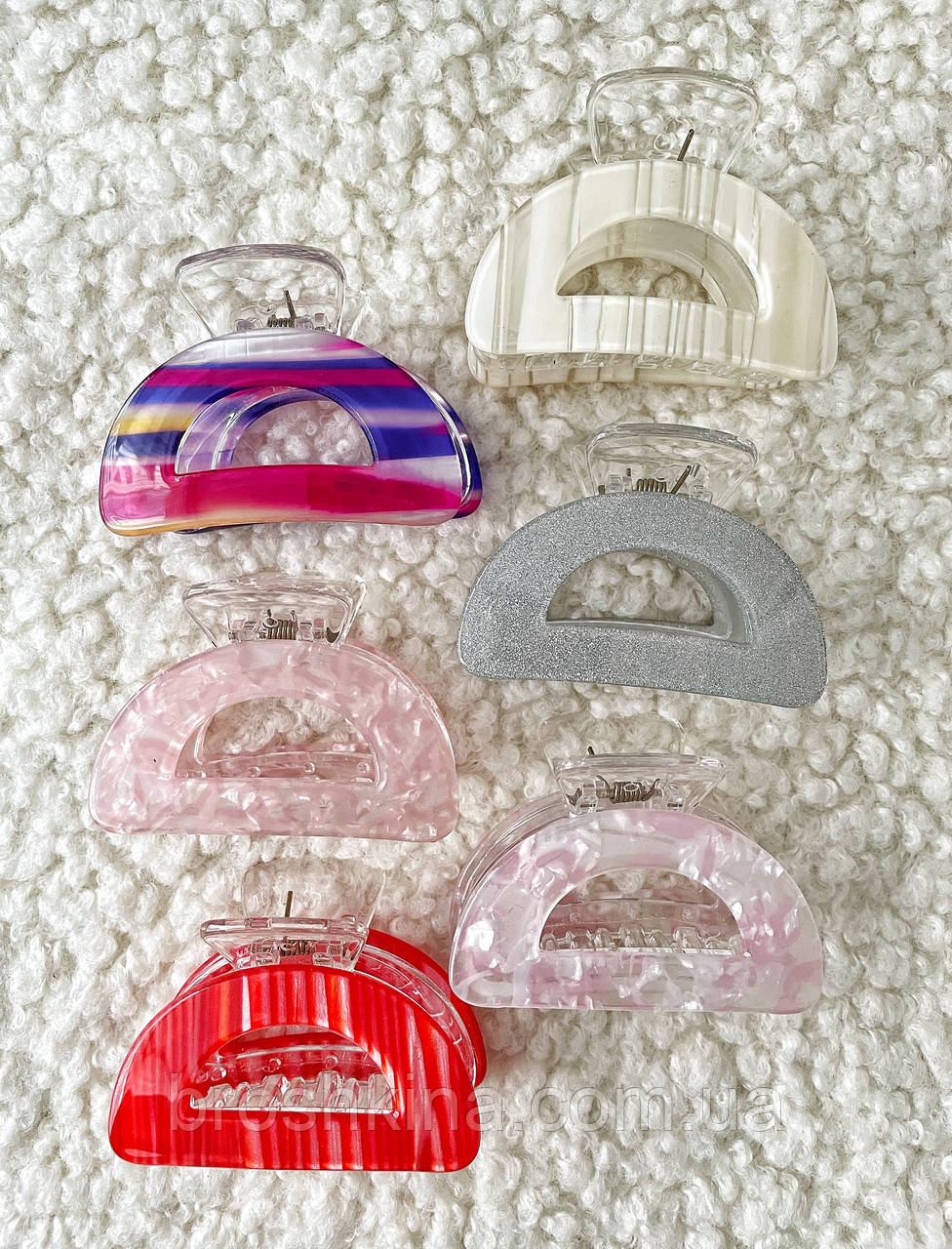 Краби для волосся 6,5*4 см 6 шт/уп ФРАНЦУЗЬКИЙ ПЛАСТИК, фото 1