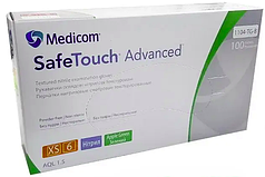 Рукавички нітрилові оглядові нестерильні без пудри Medicom SafeTouch Advanced TM (зелений, розмір XS)