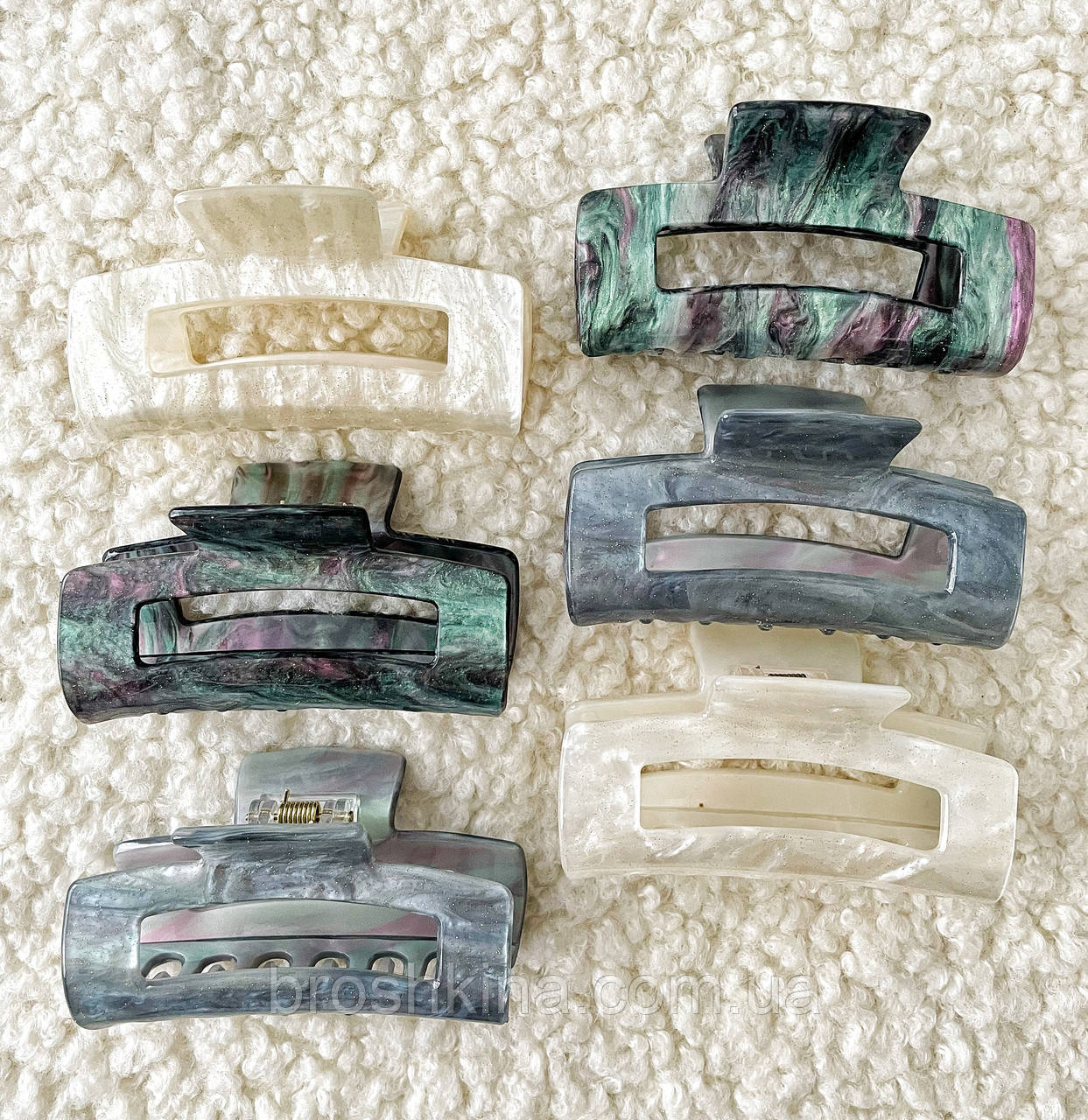 Краби для волосся 8*4 см 6 шт/уп ФРАНЦУЗЬКИЙ ПЛАСТИК, фото 1