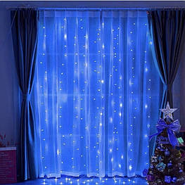 Гірлянда світлодіодна Водоспад 280 LED, прозорий шнур 3х1,5 м (Синій) зі зєднувачем - оригінал