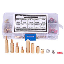 Стійка монтажна латунна M3 120шт, міжплатова 6-гранна, набір з гвинтами - оригінал