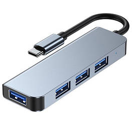 USB 3.1 Type-C хаб розгалужувач на 4x USB 3.0/USB 2.0, BC1.2, метал - оригінал