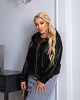 Жіноча куртка весна-осінь батал з еко-шкіри "Джиллі" Повсякденна практична легка утеплена жіноча куртка