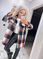 Стильная удлинённая женская рубашка в клетку на кнопках батал «Veronica». Качественная теплая женская рубашка