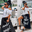 Молодіжний літній жіночий костюм зі спідницею максі з віскози "Andy"-розмір 42-44,46-48, фото 7