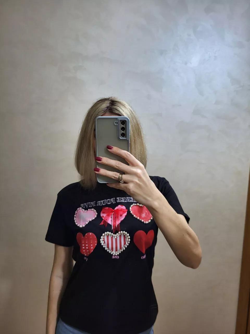 Модна жіноча футболка з принтом "Серце" Стильна молодіжна оригінальна якісна жіноча футболка