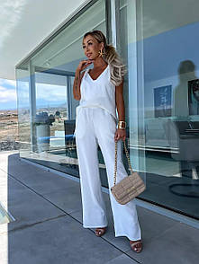 Ультрамодний жіночий брючний літній костюм блуза і штани "Евеліна" Стильний базовий жіночий брючний костюм