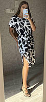 Елегантна стильна сукня, літня легка сукня міді з розрізом "Бейлі"-52 розмір