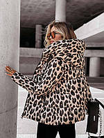 Стильна повсякденна трендова жіноча куртка осінь/весна з капюшоном леопардовий принт "Cassandra"