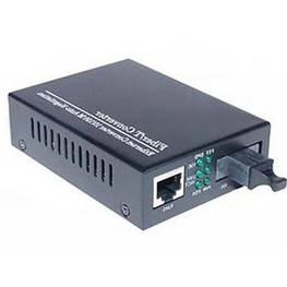 Медіаконвертер Merlion 10/100Base-TX to 100Base-F 1310нм, SM, SC/RJ-45, 25 км + БП (HTB-3100A / 1310_WDM) - оригінал