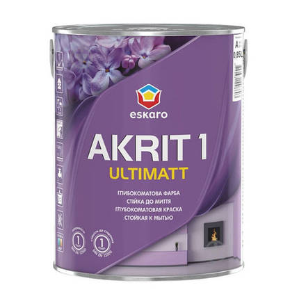 Фарба ESKARO Akrit 1 Ultimatt для стін та стель (глибокоматова), 0.85 л, фото 1