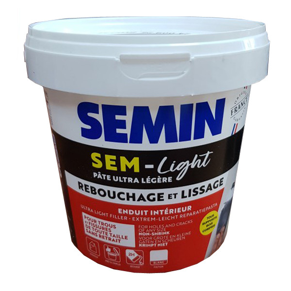 Шпаклівка SEMIN SEM-LIGHT ремонтна надлегка безпосадкова (екстрабіла), 1 л